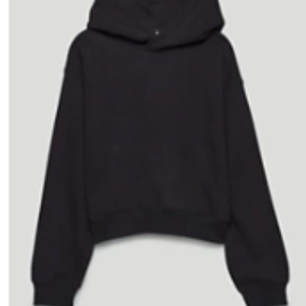 Tna COZY FLEECE BOYFRIEND SHRUNKEN HOODIE, Size Small, Black ARITZIA